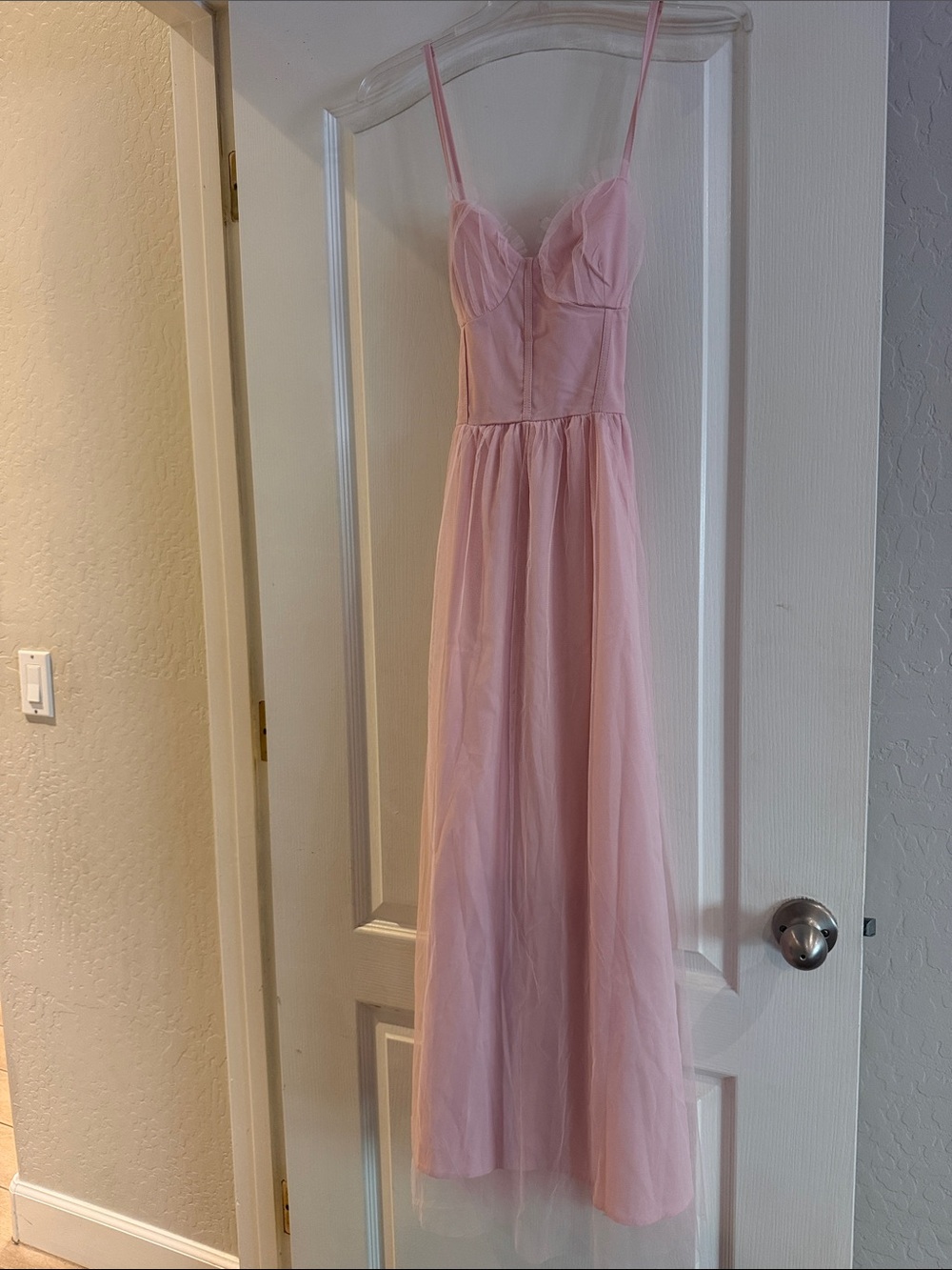 Pink Spaghetti-Strap Maxi Dress